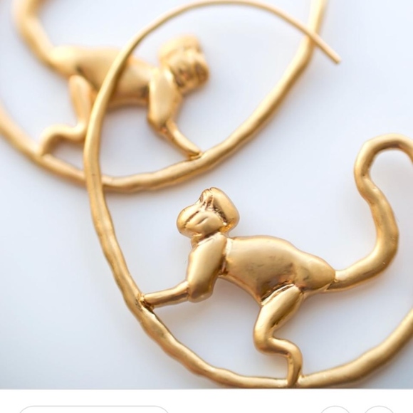Tory Burch Gold Monkey Wild Hoop Earrings - Picture 3 of 5